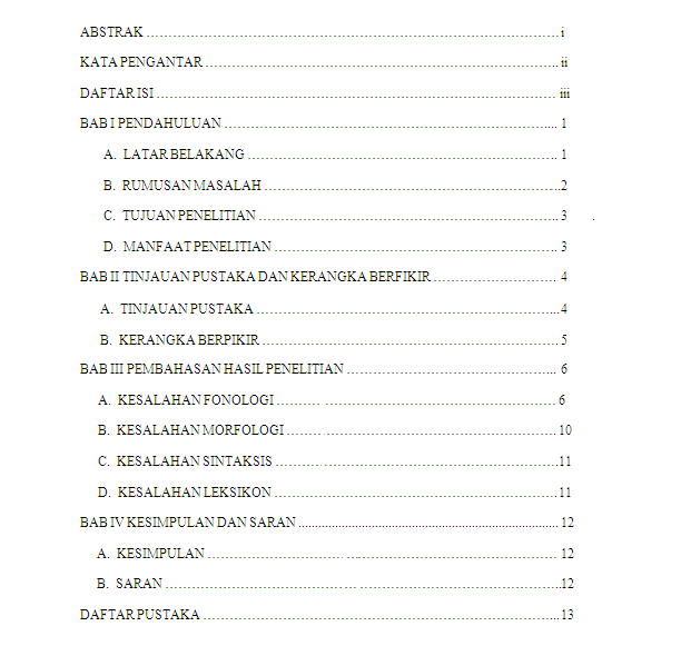 contoh daftar isi    makalah atau karya tulis atau skripsi atau tugas ...