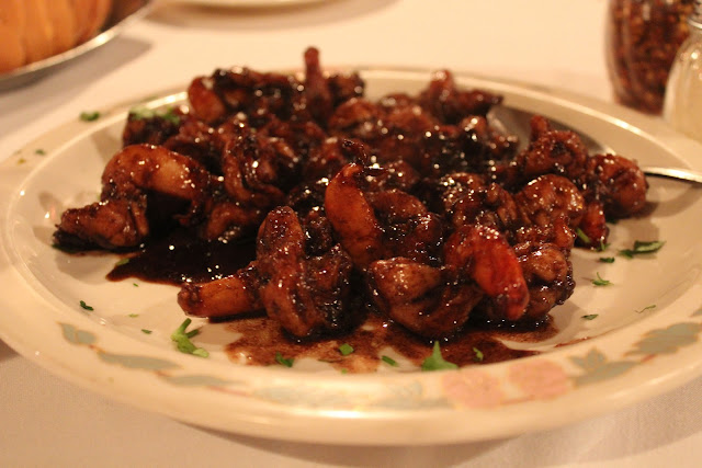 Sauteed shrimp at Lucia Ristorante, Boston, Mass.