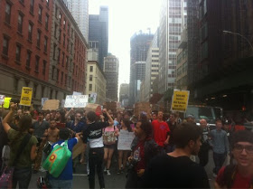 Big demontration protest rally arround Wall Street New York