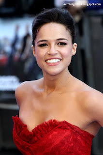 Michelle Rodriguez in red color dress