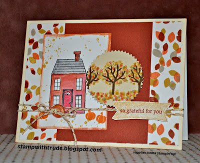 Stampin' Up! fall card created by Trude Thoman with the Holiday Home stamp set http://stampwithtrude.blogspot.com