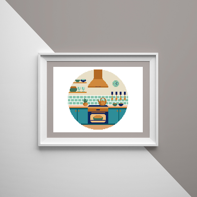 New Retro Kitchen Cross Stitch Pattern