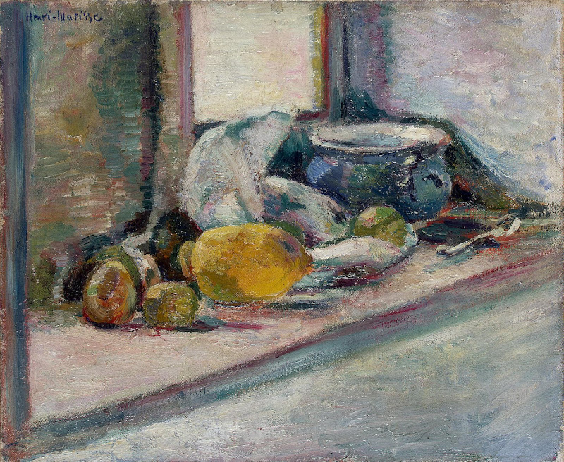 Blue Pot and Lemon by Henri Matisse - Fruits, Still Life Paintings from Hermitage Museum