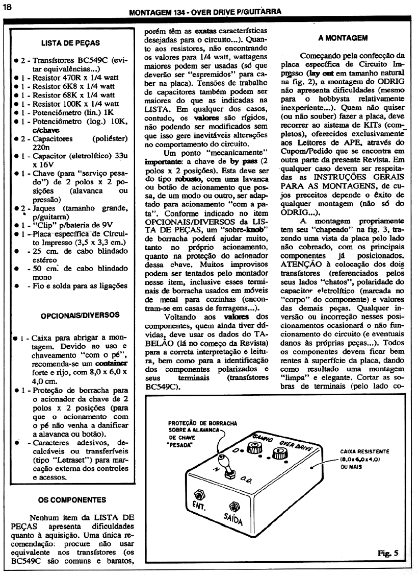 Revista Aprendendo e Praticando Eletrônica Vol.25 90 OVER DRIVE p/ guitarra