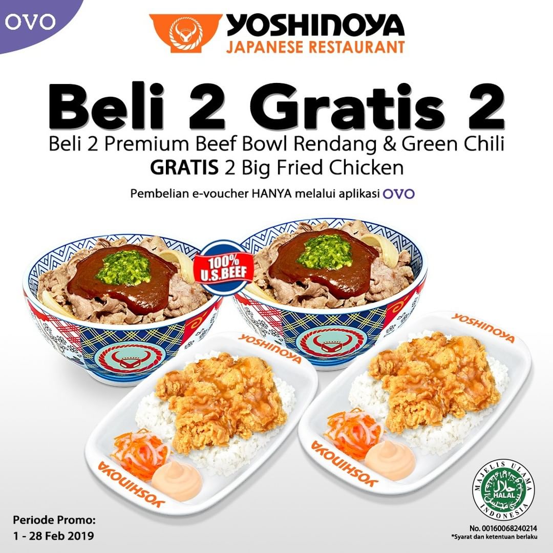 #Yoshinoya - #Promo E-Voucher Dari OVO Beli 2 Gratis 2