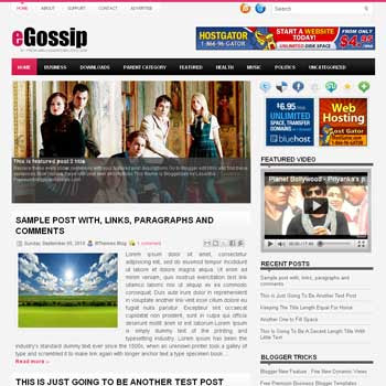 eGossip blog template. template image slider blog. magazine blogger template style. wordpress theme to blogger