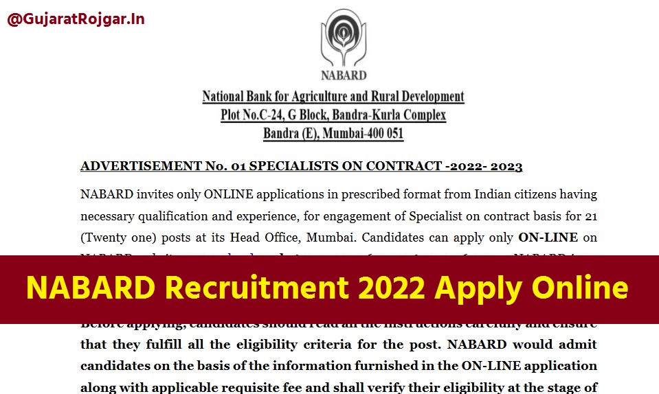 NABARD Recruitment 2022 Apply Online for Various 21 Posts