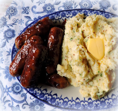 Sticky Sausages with Cream & Mustard Mash