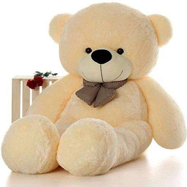 Click4Deal Soft Teddy Bear With Neck Bow - 4 Feet (122 Cm,Cream)