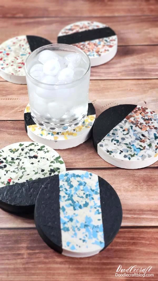 Are you familiar with Terrazzo?   Terrazzo is a composite material usually used on floors.   The most famous and familiar being the Hollywood walk of fame--the gold stars on those black and speckly tiles.   Terrazzo has been around forever, but is making a big trend comeback!