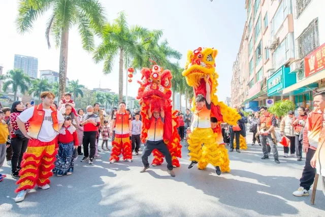 Hundreds of dragons and lions celebrate the New Year 2024, and the New Year flavor in Guangning County(Guangdong) is strong and strong
