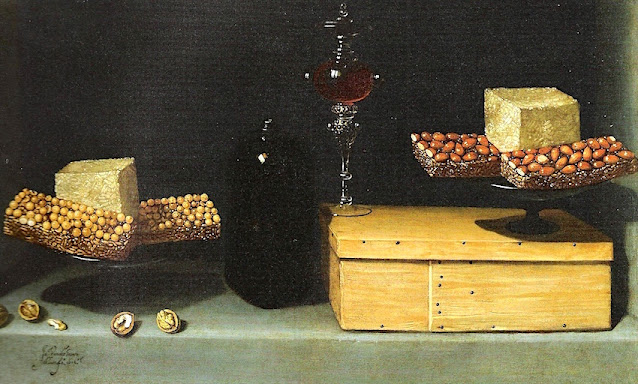 Juan van der Hamen y Leon (1596-1631) Bodegon con turrones (Nature morte avec nougats) Huile sur toile, 122 x 83 cm Cleveland Museum of Art