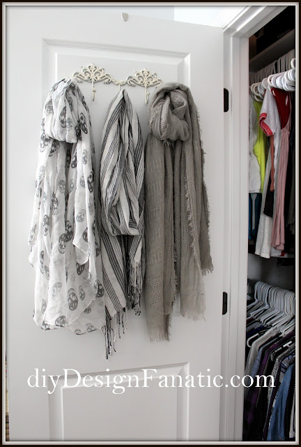 custom closet, closet makeover, organization, organized closet, cottage, cottage style, farmhouse, farmhouse style, shoe storage, scarf storage