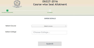 OUCET 2016 Coursewise Seat Allotment