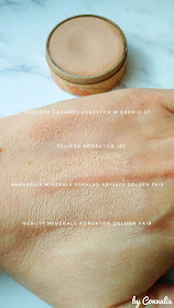 porównanie z podkładen Golden Fair Annabelle Minerals, korektorem Golden Fair Neauty Minerals, korektorem 101 Felicea