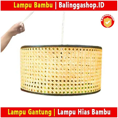 Lampu Bambu Gantung Model Silinder