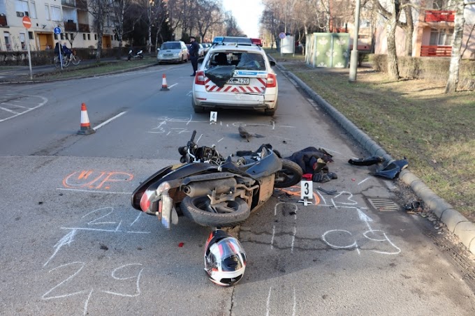 Rendőrautónak ütközött egy motoros Békéscsabán