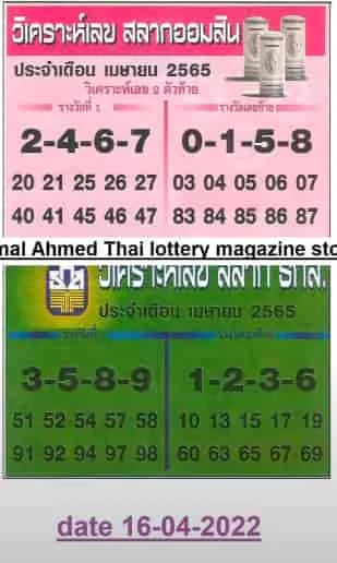 Thailand Lottery VIP paper 16 -04-2022 | Thai lottery 2D 3D  VIP paper 16 April 2022