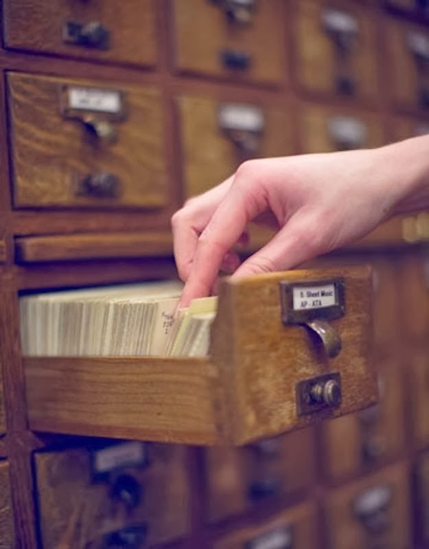 Using the library catalog to look for a book and the frustration of not finding the index card you were looking for