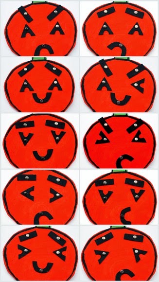 Changeable faces from a DIY Cardboard Pumpkin
