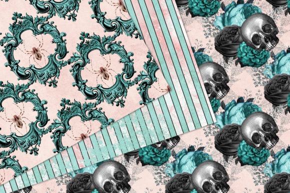 Blush and Turquoise Gothic Digital Paper