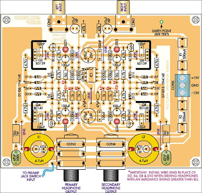 Parts Layout Studio Stereo Headphone Amplifier