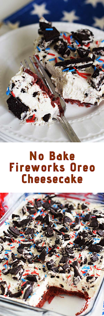 No Bake Fireworks Oreo Cheesecake