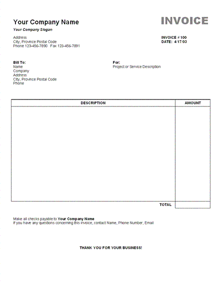 Contoh Invoice Terlengkap