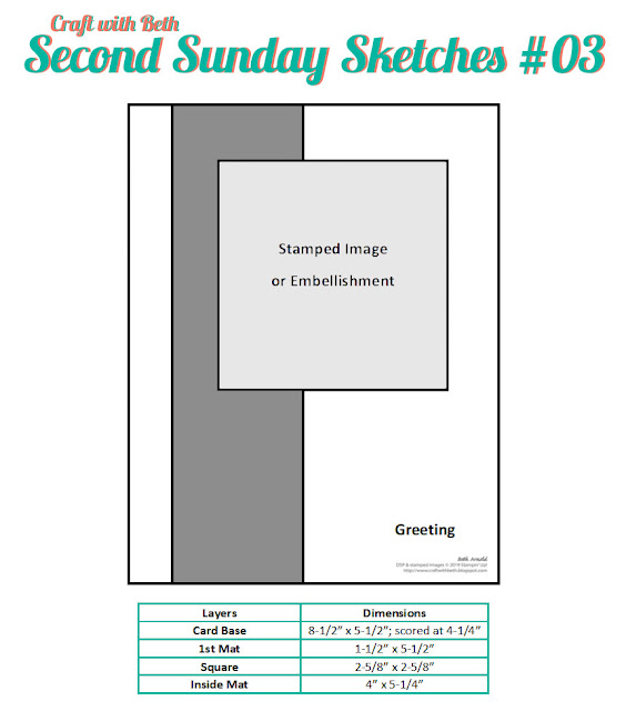 Craft with Beth: Stampin' Up! Second Sunday Sketches card sketch challenge graphic 03 with measurements