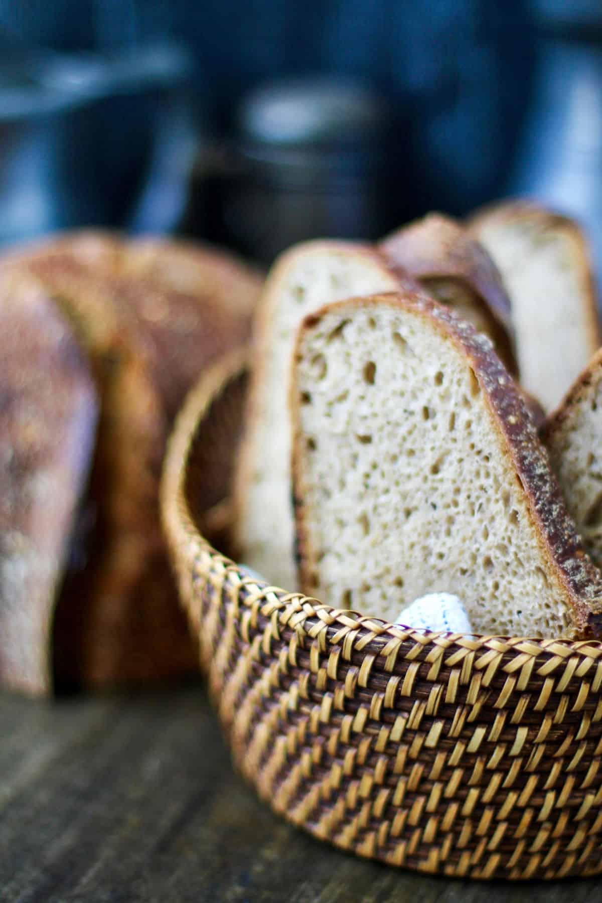 Stout, Rye, and Pumpkin Sourdough Bread Slices.