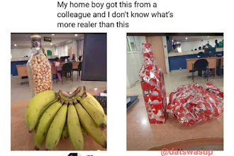 MAN GETS BANANA AND GROUNDNUT AS A VALENTINE GIFT FROM A CO-WORKER