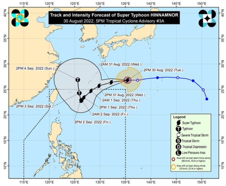 Super Typhoon 'Hinnamnor' track