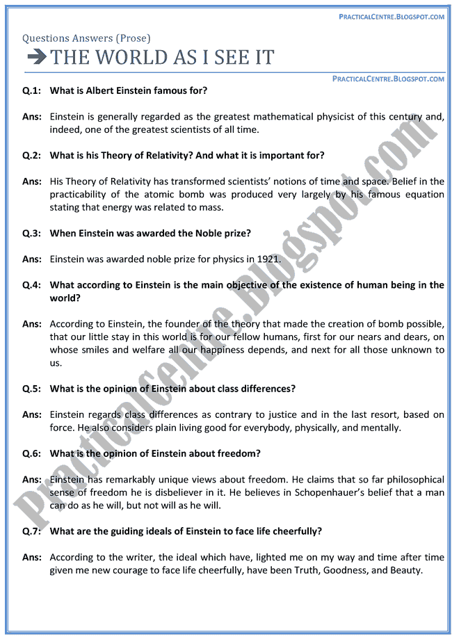 The-World-As-I-See-It-Prose-Questions-Answers-English-XII