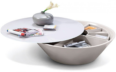 Modrest Pepper, This Coffee Table Has Storage When You Swivel Away The Top Slab Of The Table From The Base