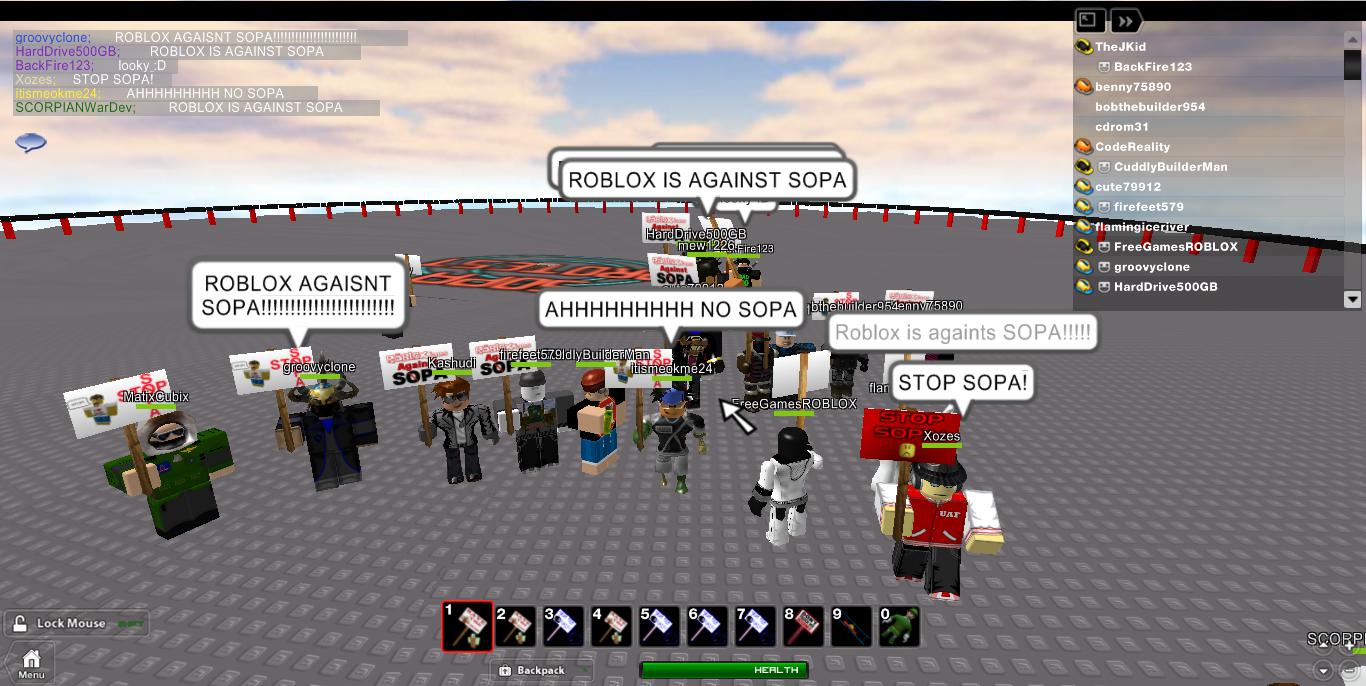 Thejkid S Roblox Updates The Roblox Sopa Protest 2012 - protest sign roblox