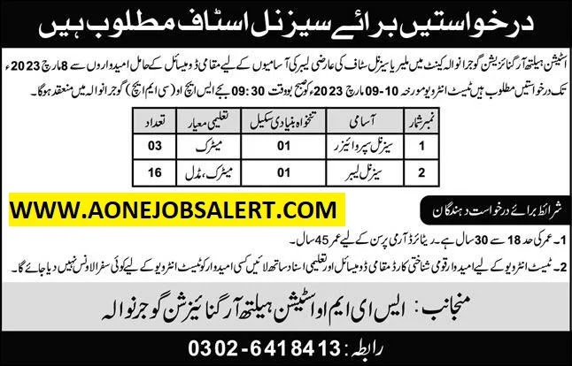 Station Health Organization Gujranwala Cantt Jobs 2023