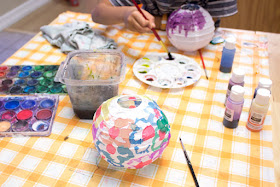 painted watercolor paper lanterns craft (cute fish, pom pom, earth, and jellyfish kids craft!)