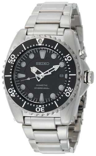 Seiko Men's SKA371 Kinetic Dive Silver-Tone Watch