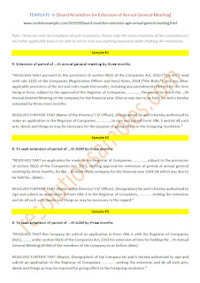 board resolution format for extension of annual general meeting section 96