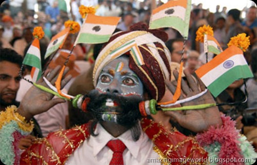 Participant at moustache competition