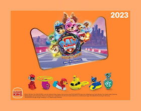 Burger King Paw Patrol Toys 2023 in New King Jr Meal includes six figurines including Rocky, Marshall, Rubble, Liberty, Chase and Skye