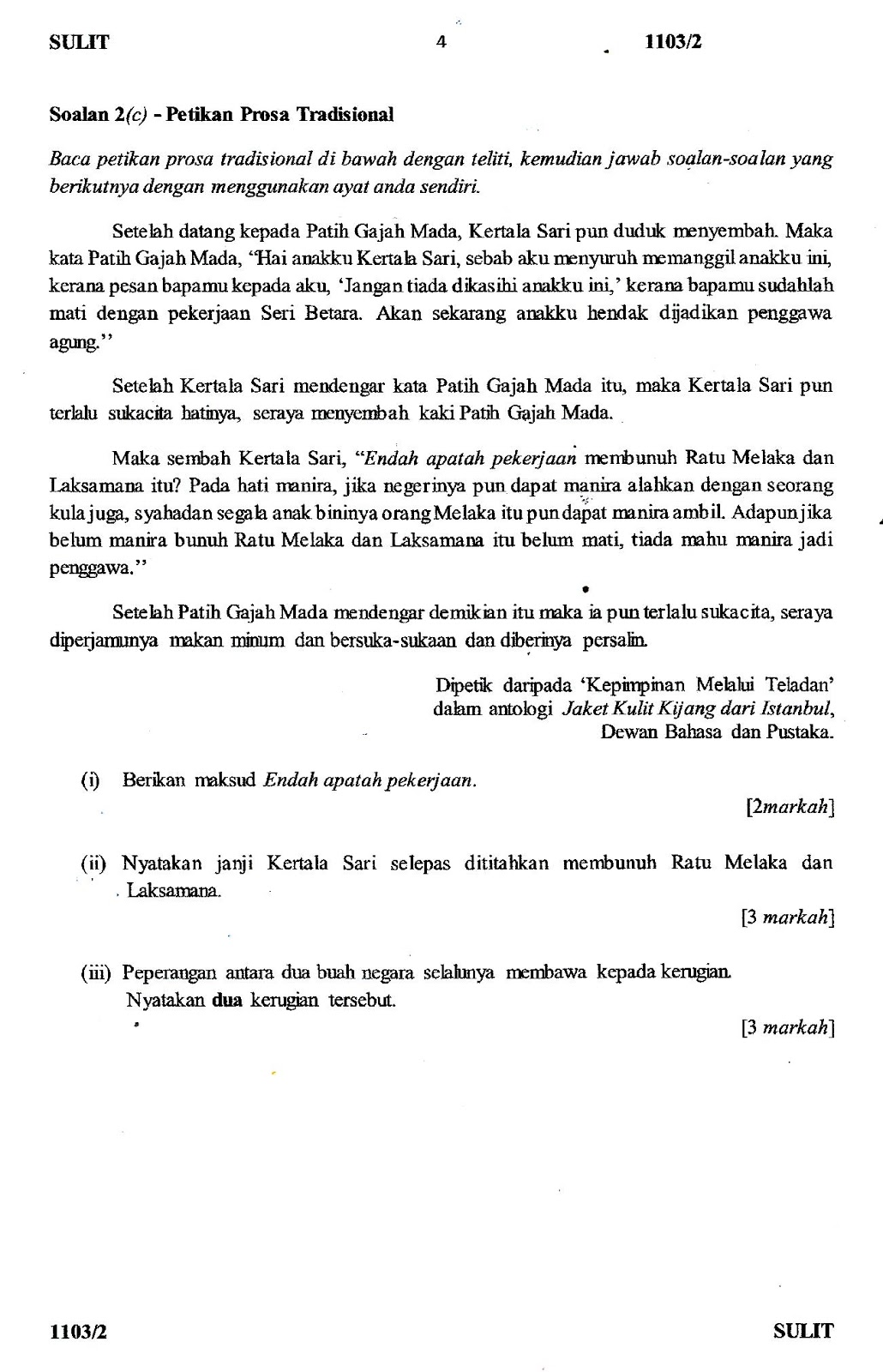 Burung Terbang Dipipiskan Lada Soalan Dan Jawapan - Selangor o