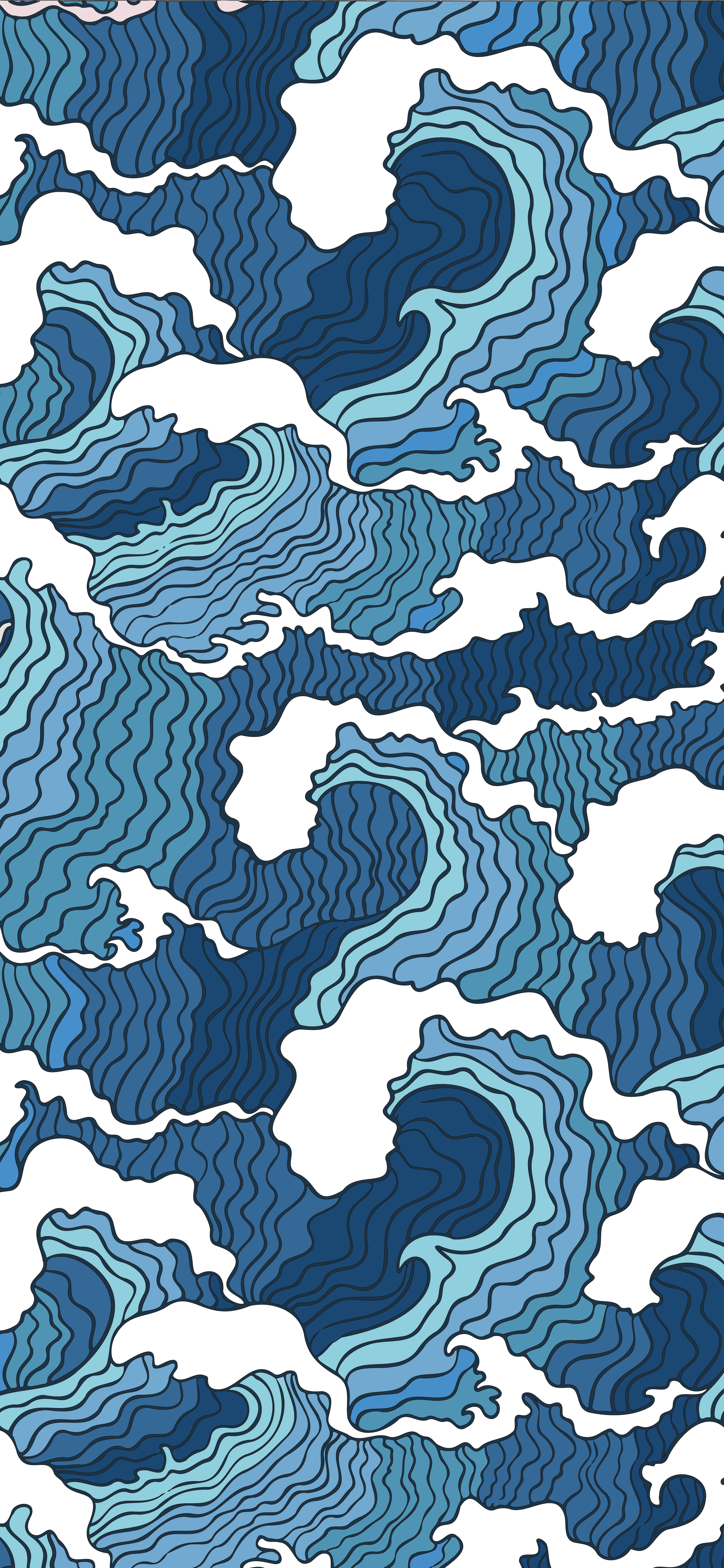 iPhone Wallpaper 4K - Blue Wave Pattern