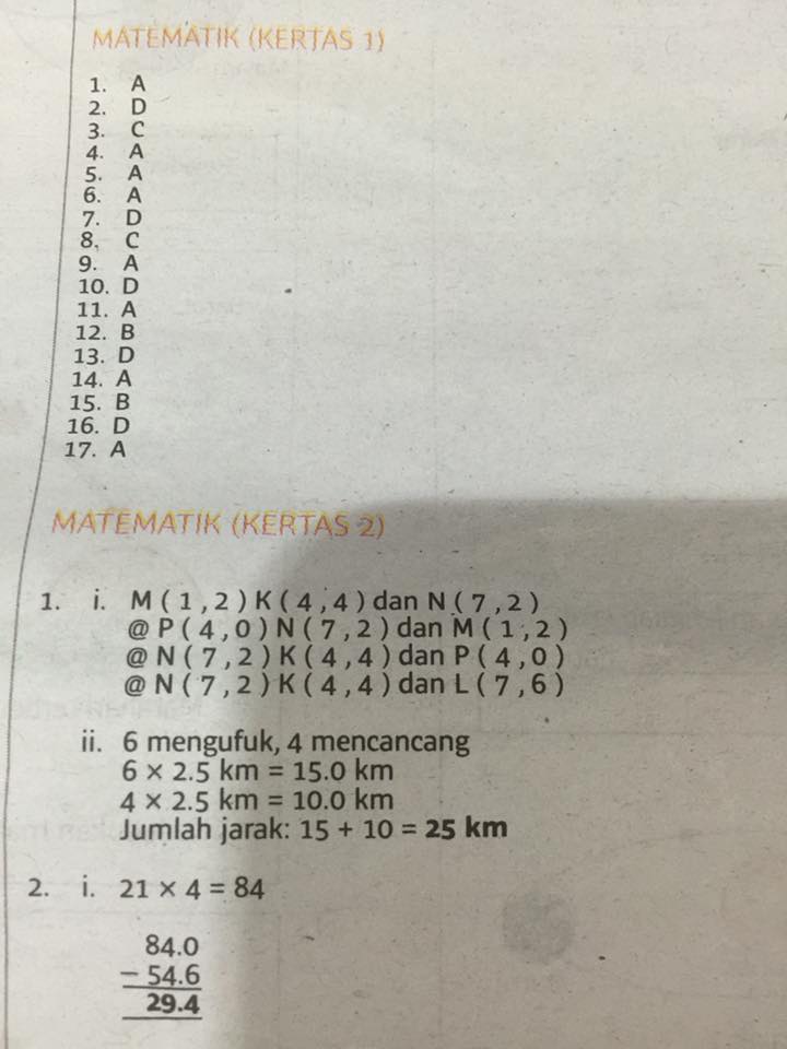 Soalan Matematik Upsr Percubaan - Terengganu v