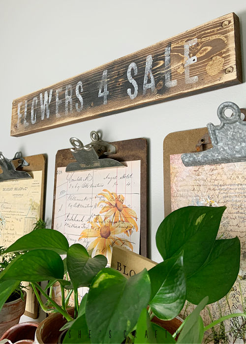 Flowers For Sale Wooden Sign in Garden  home décor
