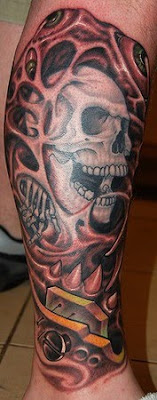 bio organic skull tattoo