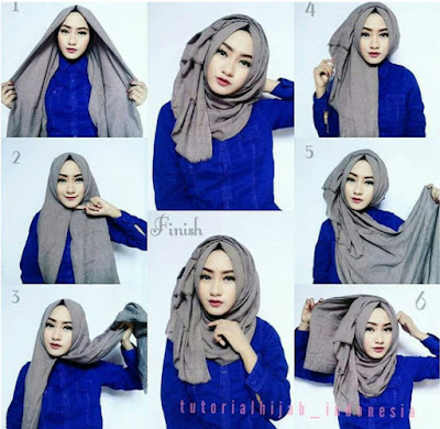 tutorial model hijab pashmina pesta modern terbaru