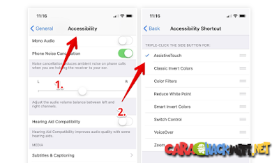 Cara mengaktifkan AssistiveTouch untuk merekam layar atau screenshoot pada iPhone x