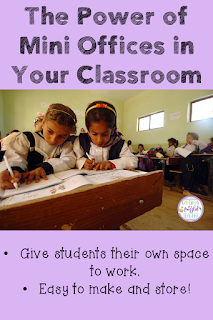 While some students thrive on collaboration and group work, others need their own private work space. Creating mini office spaces provide these students a way to meet this need. This blog post shares a money saving tip to create a class set of mini offices as well as providing alternative ideas that you can make and use today. #confessionsofafrazzledteacher #teachers {Kindergarten, First, Second, Third, Fourth, Fifth, Sixth, Seventh, and Eighth Graders}