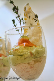 Perfect Party canape: Verrine of Smoked Salmon Mousse with Avocado Guacamole
